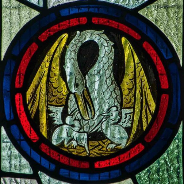 Stained Glass Pelican In Her Piety 20th Century Lydford Stained Glass Pelican In Her Piety 20th Century Lydford